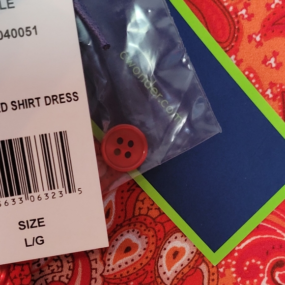 Red Paisley Button Down Shirt Dress - Picture 3 of 6